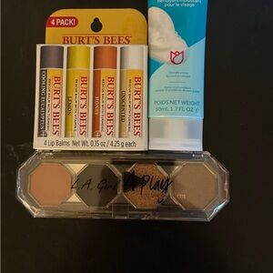 Burt's Bees Rescue Balm 4-Pack, Eyeshadow & Ponds face wash - Makeup Bundle